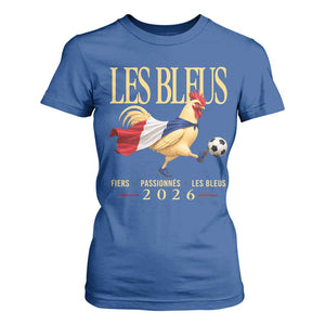 Les Bleus 2026 France Soccer T Shirt For Women Rooster Wearing French Flag Patriotic Football Fan Graphic TS10 Royal Blue Print Your Wear