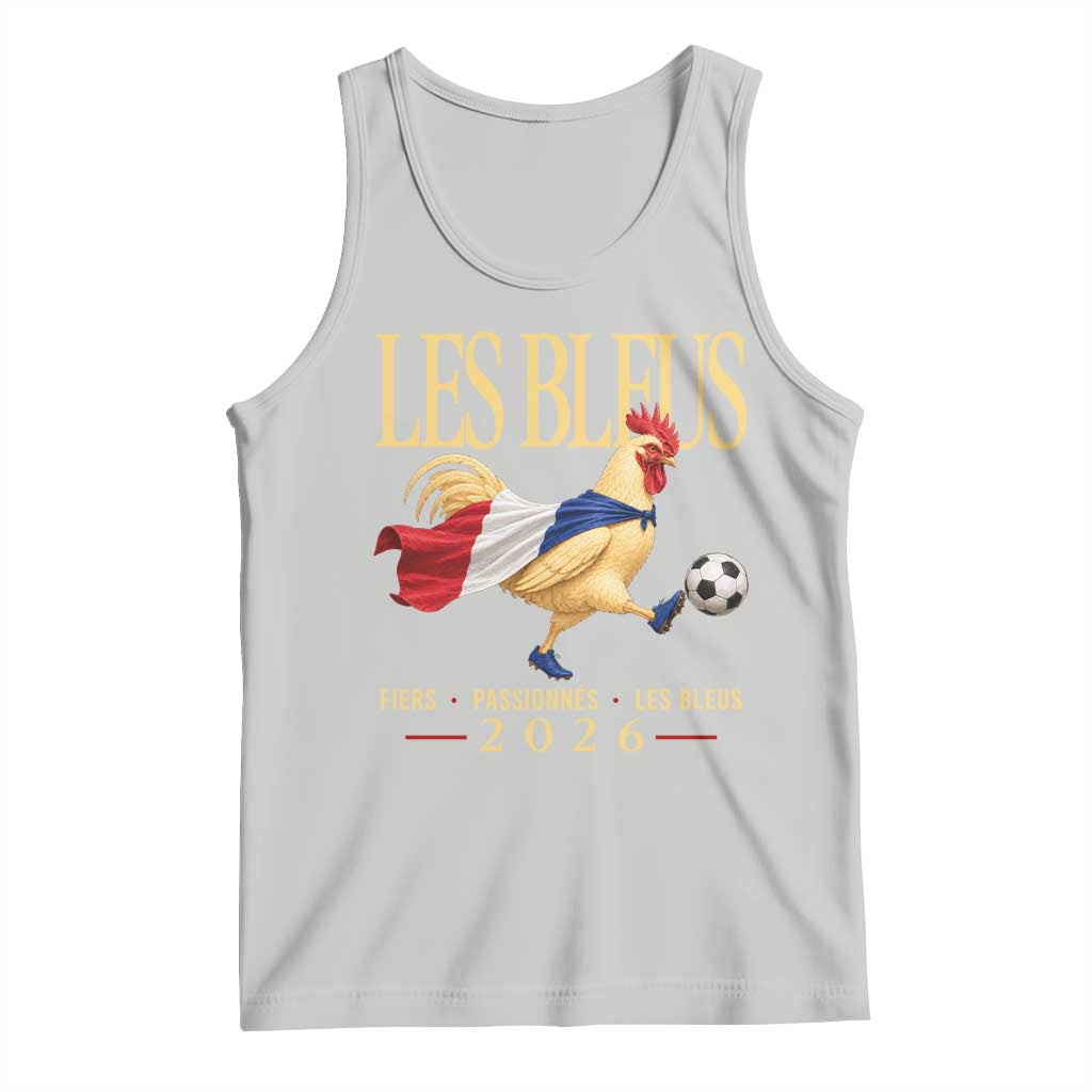 Les Bleus 2026 France Soccer Tank Top Rooster Wearing French Flag Patriotic Football Fan Graphic TS10 Ash Print Your Wear