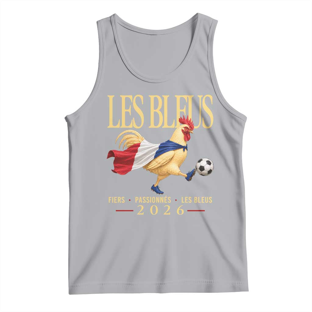 Les Bleus 2026 France Soccer Tank Top Rooster Wearing French Flag Patriotic Football Fan Graphic TS10 Athletic Heather Print Your Wear