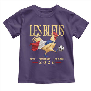 Les Bleus 2026 France Soccer Toddler T Shirt Rooster Wearing French Flag Patriotic Football Fan Graphic TS10 Purple Print Your Wear
