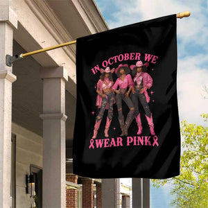 In October We Wear Pink Garden Flag Breast Cancer Awareness Month Cowgirl Pink Ribbon TS10 Print Your Wear