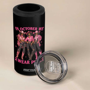 In October We Wear Pink 4 in 1 Can Cooler Tumbler Breast Cancer Awareness Month Cowgirl Pink Ribbon TS10 Print Your Wear