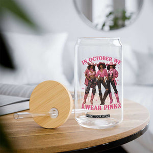 In October We Wear Pink Glass Can Breast Cancer Awareness Month Cowgirl Pink Ribbon TS10 Print Your Wear