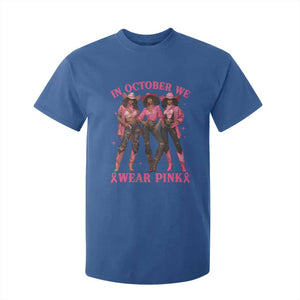 In October We Wear Pink T Shirt For Kid Breast Cancer Awareness Month Cowgirl Pink Ribbon TS10 Royal Blue Print Your Wear
