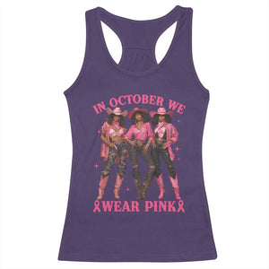 In October We Wear Pink Racerback Tank Top Breast Cancer Awareness Month Cowgirl Pink Ribbon TS10 Purple Print Your Wear