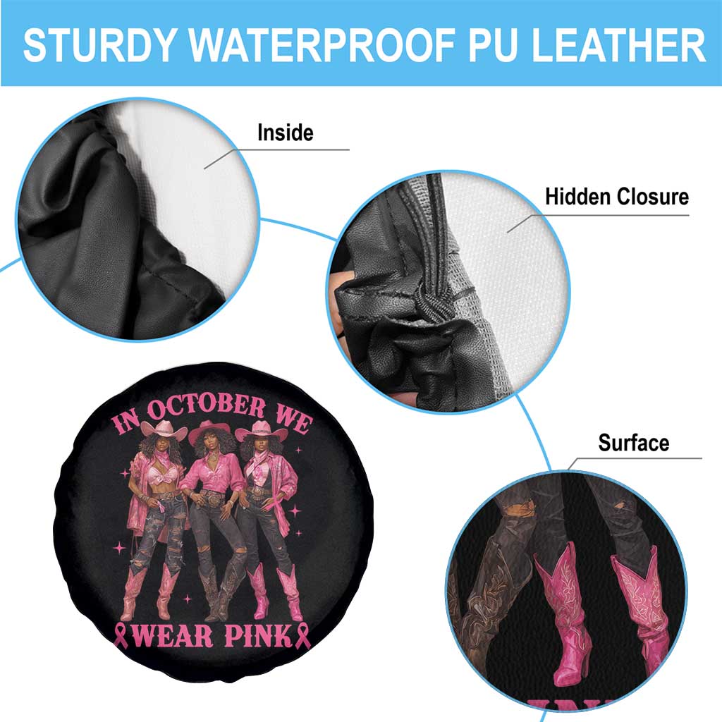 In October We Wear Pink Spare Tire Cover Breast Cancer Awareness Month Cowgirl Pink Ribbon TS10 Print Your Wear