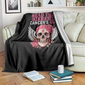 Funny Breast Cancer Survivor Throw Blanket Im Kicking Cancers Ass Pink Ribbon Skull TS10 Print Your Wear