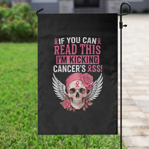 Funny Breast Cancer Survivor Garden Flag Im Kicking Cancers Ass Pink Ribbon Skull TS10 Print Your Wear