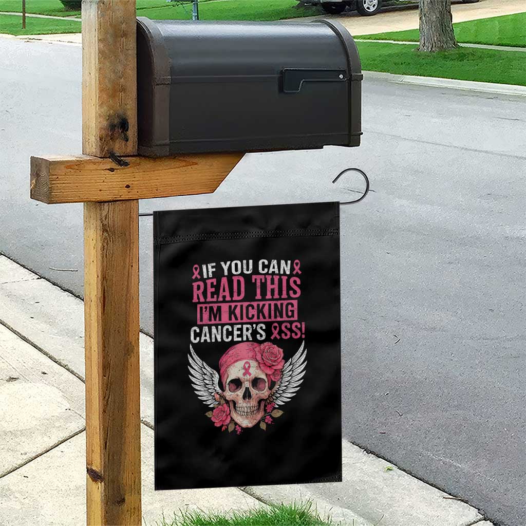 Funny Breast Cancer Survivor Garden Flag Im Kicking Cancers Ass Pink Ribbon Skull TS10 Print Your Wear