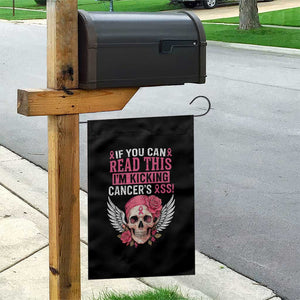 Funny Breast Cancer Survivor Garden Flag Im Kicking Cancers Ass Pink Ribbon Skull TS10 Print Your Wear