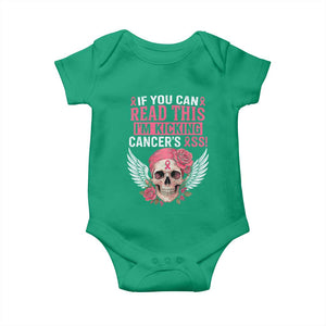 Funny Breast Cancer Survivor Baby Onesie Im Kicking Cancers Ass Pink Ribbon Skull TS10 Irish Green Print Your Wear