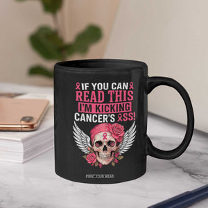 Funny Breast Cancer Survivor Coffee Mug Im Kicking Cancers Ass Pink Ribbon Skull TS10 Print Your Wear