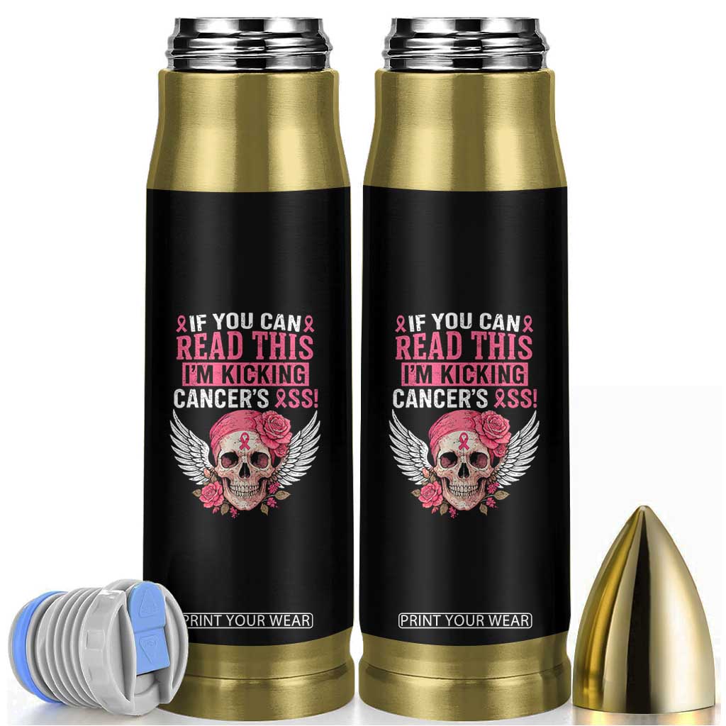 Funny Breast Cancer Survivor Bullet Tumbler Im Kicking Cancers Ass Pink Ribbon Skull TS10 Black Print Your Wear