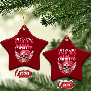 Funny Breast Cancer Survivor Ceramic Ornament Im Kicking Cancers Ass Pink Ribbon Skull TS10 Print Your Wear