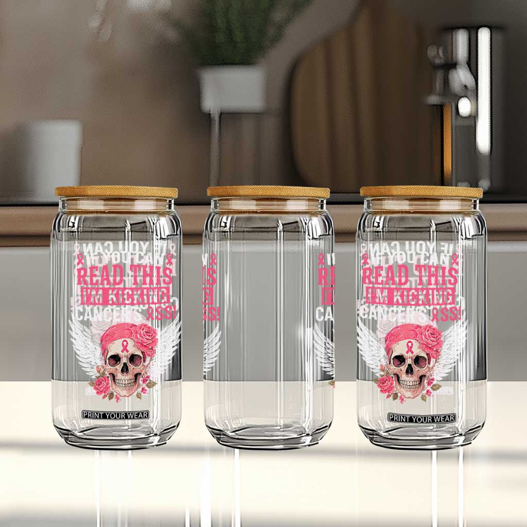 Funny Breast Cancer Survivor Glass Can Im Kicking Cancers Ass Pink Ribbon Skull TS10 Print Your Wear