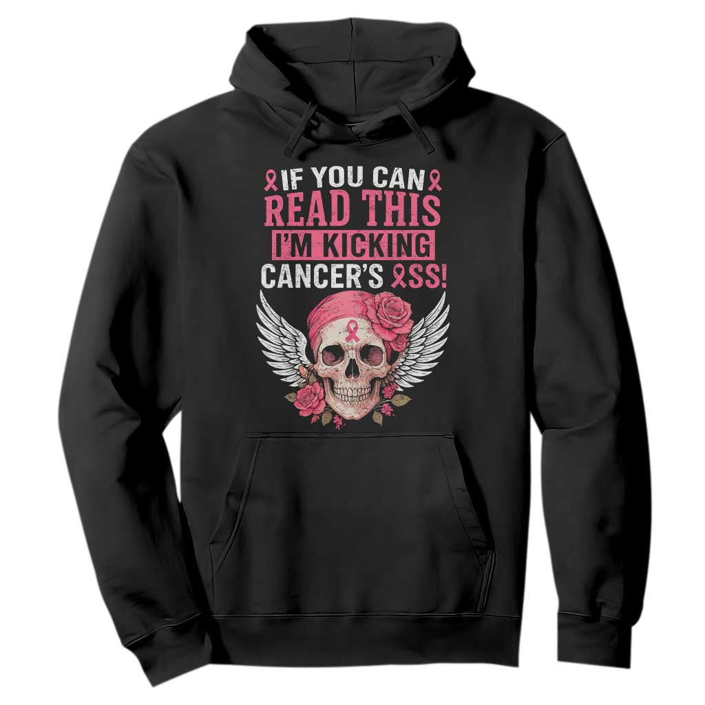 Funny Breast Cancer Survivor Hoodie Im Kicking Cancers Ass Pink Ribbon Skull TS10 Black Print Your Wear
