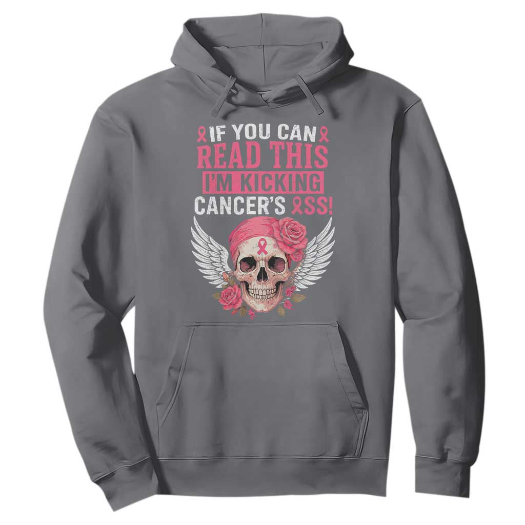 Funny Breast Cancer Survivor Hoodie Im Kicking Cancers Ass Pink Ribbon Skull TS10 Charcoal Print Your Wear