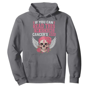 Funny Breast Cancer Survivor Hoodie Im Kicking Cancers Ass Pink Ribbon Skull TS10 Charcoal Print Your Wear