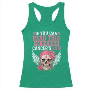 Funny Breast Cancer Survivor Racerback Tank Top Im Kicking Cancers Ass Pink Ribbon Skull TS10 Irish Green Print Your Wear