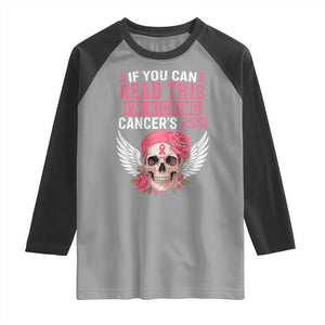 Funny Breast Cancer Survivor Raglan Shirt Im Kicking Cancers Ass Pink Ribbon Skull TS10 Sport Gray Black Print Your Wear