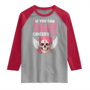 Funny Breast Cancer Survivor Raglan Shirt Im Kicking Cancers Ass Pink Ribbon Skull TS10 Sport Gray Red Print Your Wear