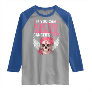 Funny Breast Cancer Survivor Raglan Shirt Im Kicking Cancers Ass Pink Ribbon Skull TS10 Sport Gray Royal Print Your Wear