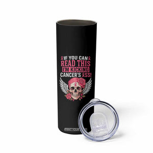 Funny Breast Cancer Survivor Skinny Tumbler Im Kicking Cancers Ass Pink Ribbon Skull TS10 Print Your Wear