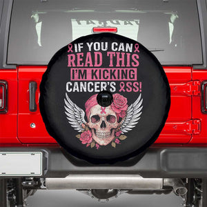 Funny Breast Cancer Survivor Spare Tire Cover Im Kicking Cancers Ass Pink Ribbon Skull TS10 Black Print Your Wear