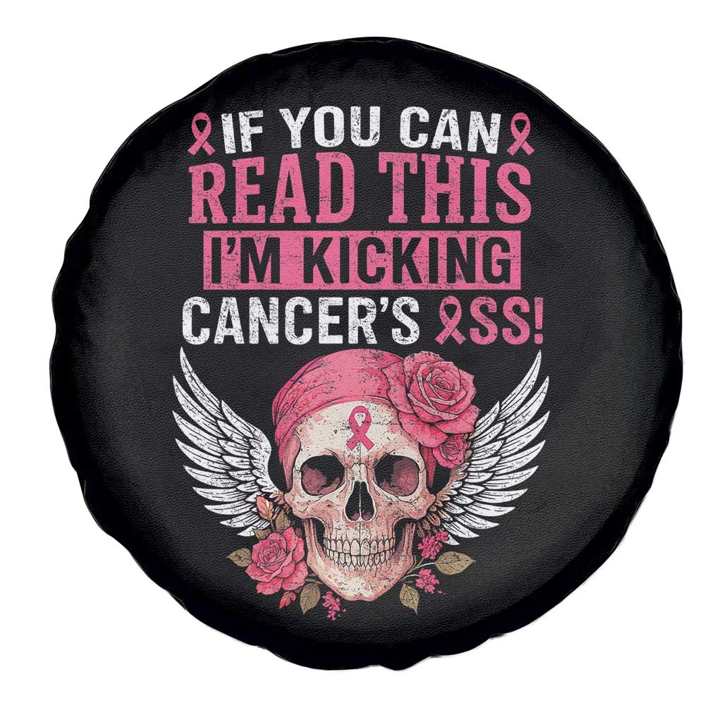 Funny Breast Cancer Survivor Spare Tire Cover Im Kicking Cancers Ass Pink Ribbon Skull TS10 Print Your Wear