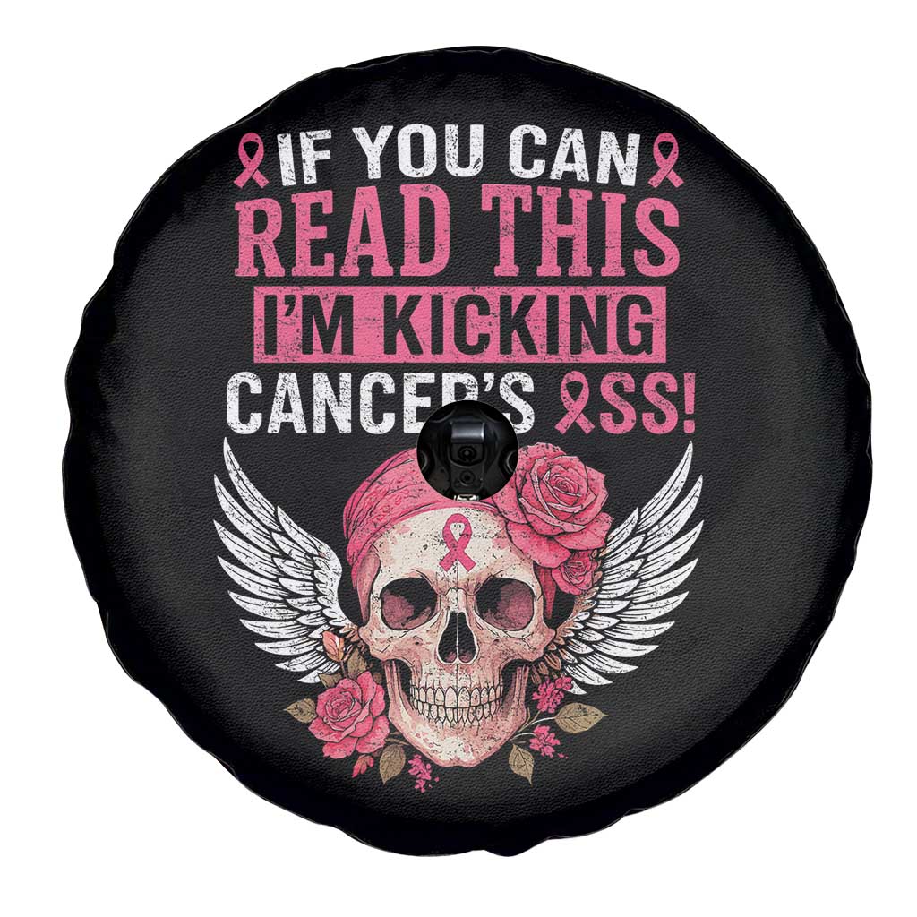 Funny Breast Cancer Survivor Spare Tire Cover Im Kicking Cancers Ass Pink Ribbon Skull TS10 Print Your Wear