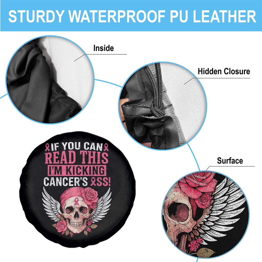 Funny Breast Cancer Survivor Spare Tire Cover Im Kicking Cancers Ass Pink Ribbon Skull TS10 Print Your Wear