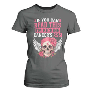 Funny Breast Cancer Survivor T Shirt For Women Im Kicking Cancers Ass Pink Ribbon Skull TS10 Dark Heather Print Your Wear