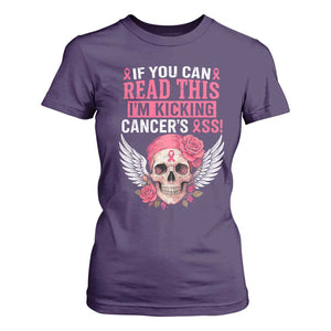 Funny Breast Cancer Survivor T Shirt For Women Im Kicking Cancers Ass Pink Ribbon Skull TS10 Purple Print Your Wear