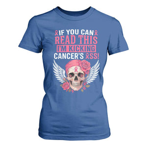 Funny Breast Cancer Survivor T Shirt For Women Im Kicking Cancers Ass Pink Ribbon Skull TS10 Royal Blue Print Your Wear
