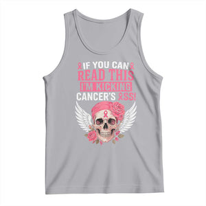 Funny Breast Cancer Survivor Tank Top Im Kicking Cancers Ass Pink Ribbon Skull TS10 Athletic Heather Print Your Wear