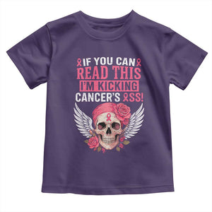 Funny Breast Cancer Survivor Toddler T Shirt Im Kicking Cancers Ass Pink Ribbon Skull TS10 Purple Print Your Wear