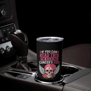 Funny Breast Cancer Survivor Tumbler Cup Im Kicking Cancers Ass Pink Ribbon Skull TS10 Print Your Wear