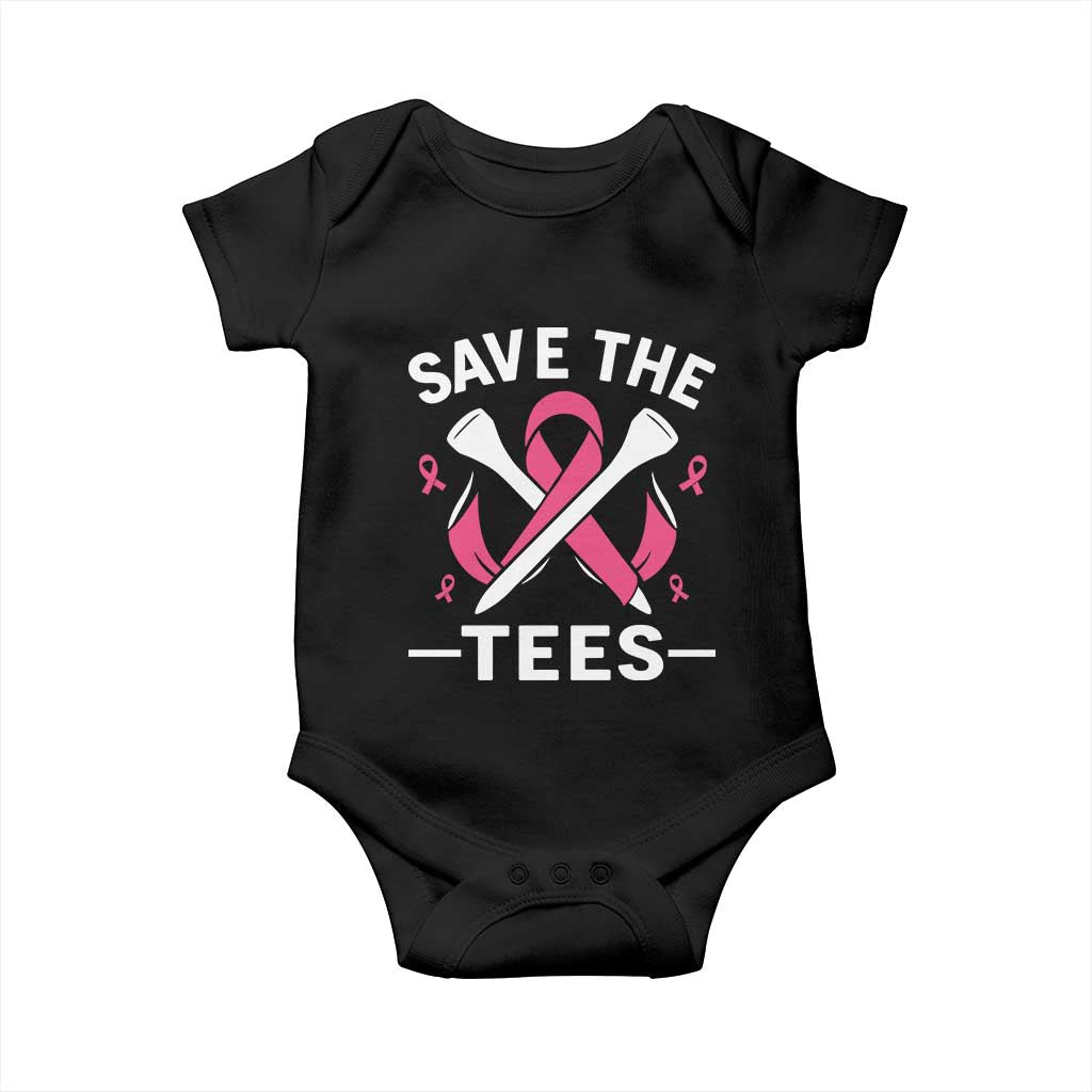 Breast Cancer Awareness Pink Ribbon Golf Baby Onesie Funny Save The Tees TS10 Black Print Your Wear