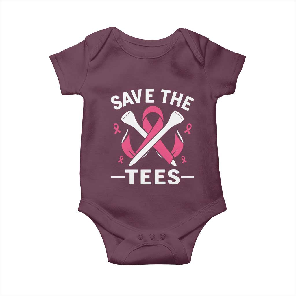 Breast Cancer Awareness Pink Ribbon Golf Baby Onesie Funny Save The Tees TS10 Maroon Print Your Wear