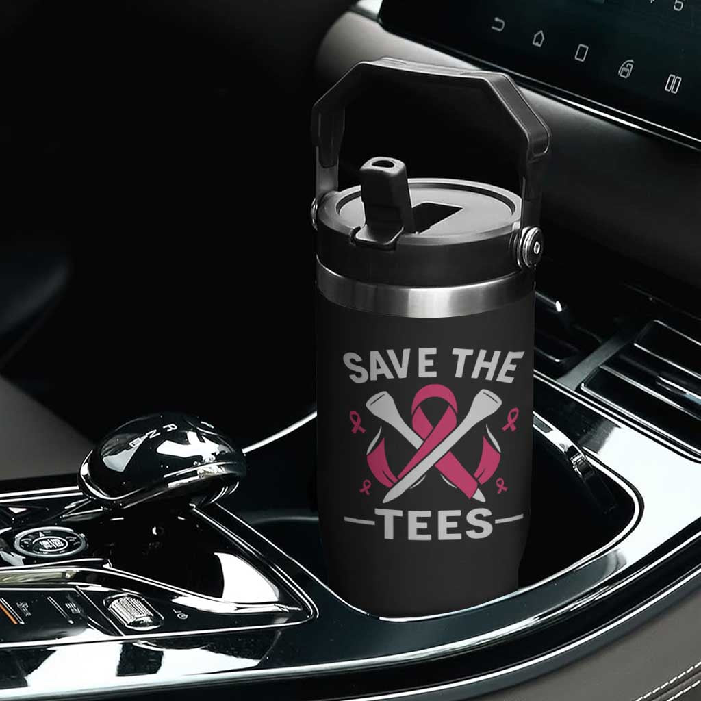 Breast Cancer Awareness Pink Ribbon Golf Flip Straw Tumbler Funny Save The Tees TS10 Print Your Wear