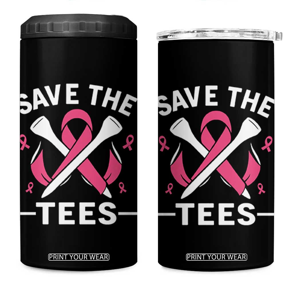 Breast Cancer Awareness Pink Ribbon Golf 4 in 1 Can Cooler Tumbler Funny Save The Tees TS10 One Size: 16 oz Black Print Your Wear