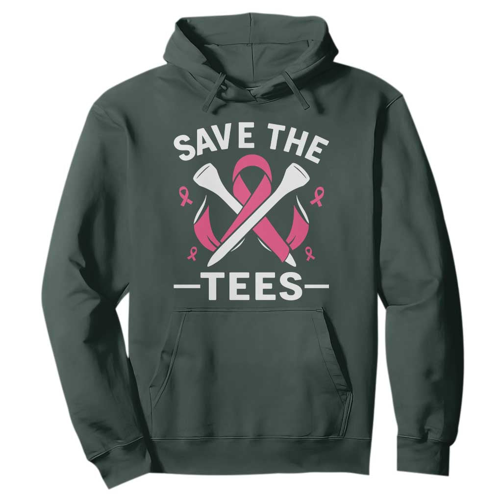 Breast Cancer Awareness Pink Ribbon Golf Hoodie Funny Save The Tees TS10 Dark Forest Green Print Your Wear