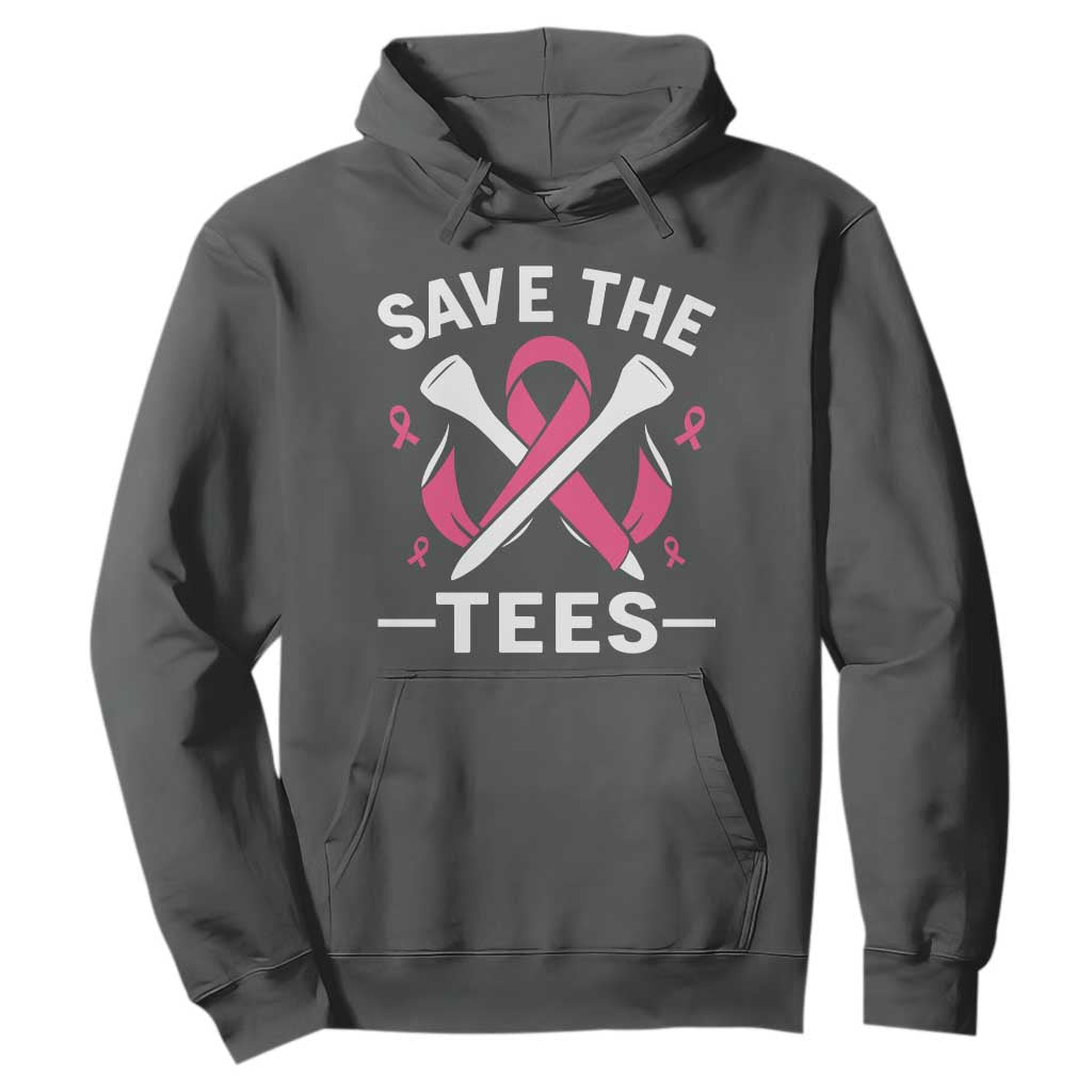 Breast Cancer Awareness Pink Ribbon Golf Hoodie Funny Save The Tees TS10 Dark Heather Print Your Wear