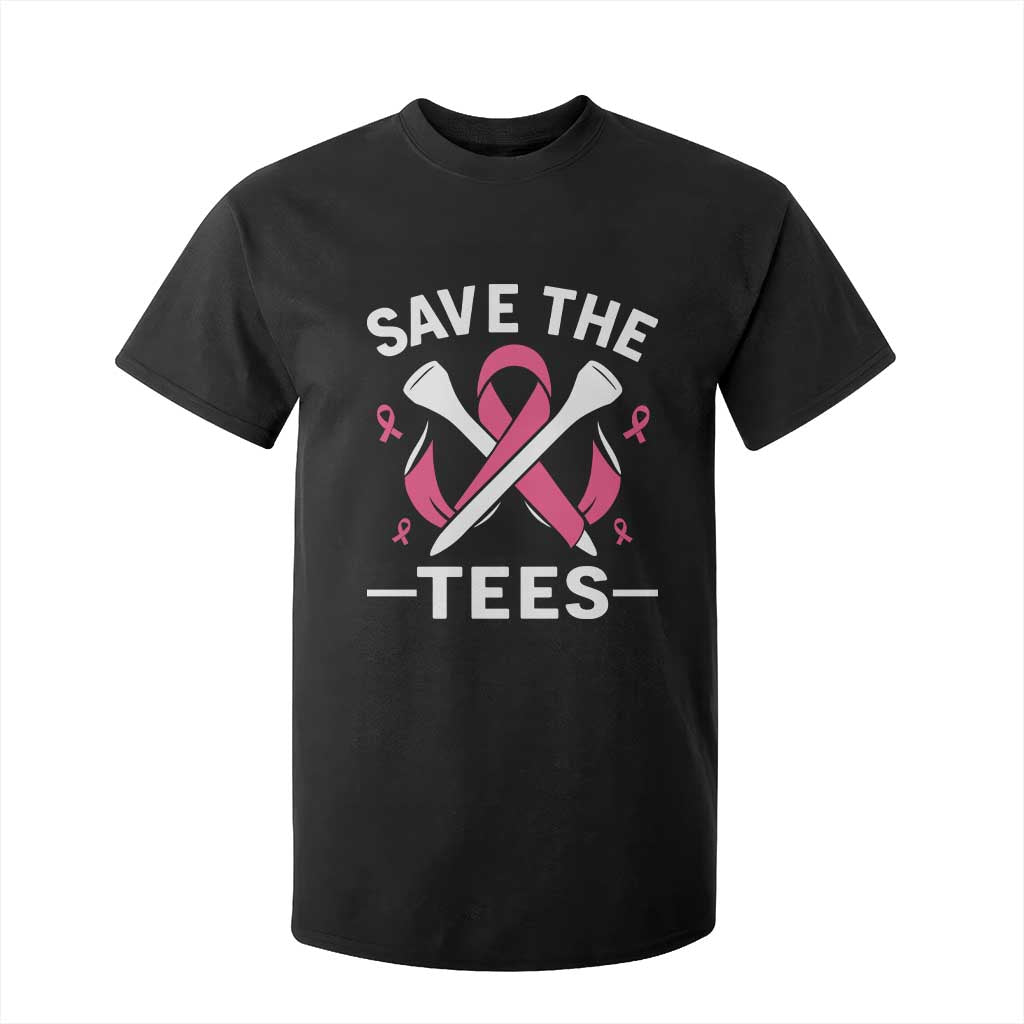 Breast Cancer Awareness Pink Ribbon Golf T Shirt For Kid Funny Save The Tees - Print Your Wear