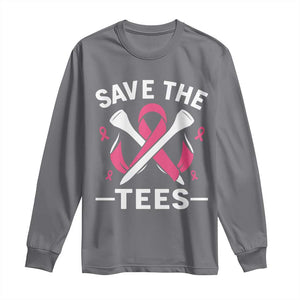 Breast Cancer Awareness Pink Ribbon Golf Long Sleeve Shirt Funny Save The Tees TS10 Charcoal Print Your Wear