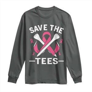 Breast Cancer Awareness Pink Ribbon Golf Long Sleeve Shirt Funny Save The Tees TS10 Dark Heather Print Your Wear