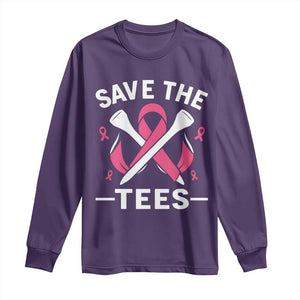 Breast Cancer Awareness Pink Ribbon Golf Long Sleeve Shirt Funny Save The Tees TS10 Purple Print Your Wear