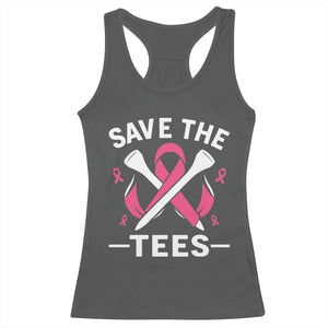 Breast Cancer Awareness Pink Ribbon Golf Racerback Tank Top Funny Save The Tees TS10 Dark Heather Print Your Wear