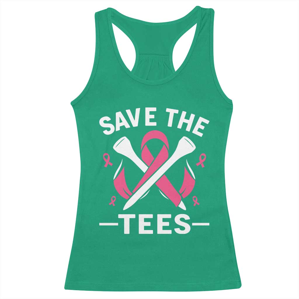 Breast Cancer Awareness Pink Ribbon Golf Racerback Tank Top Funny Save The Tees TS10 Irish Green Print Your Wear
