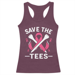 Breast Cancer Awareness Pink Ribbon Golf Racerback Tank Top Funny Save The Tees TS10 Maroon Print Your Wear